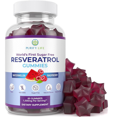 Resveratrol 1500mg Sin Azucar Antioxidante Inmune 60 Gomitas