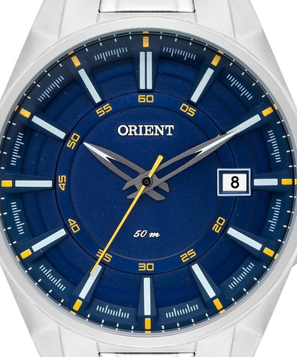 Imagem 3 de 7 de # Relógio Masculino Orient Prata Azul Original Mbss1313 Dysx