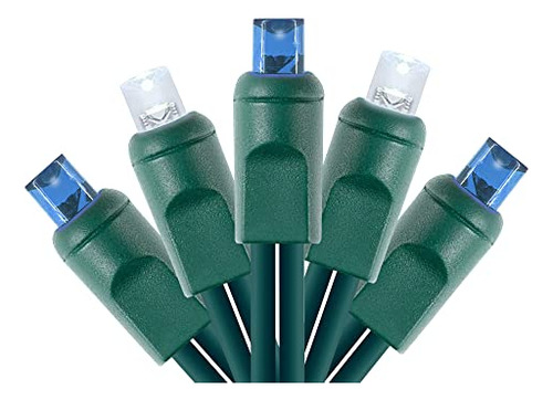 Fokatom 50 Luces Led Navideñas De 5 Mm, Color Azul Y Blanco
