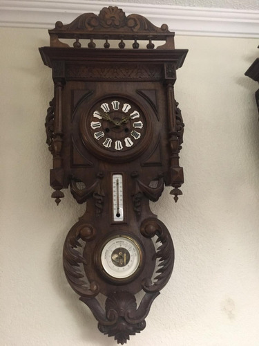Antiguo Reloj Frances Pared Tallado, 2 Cuerdas Finales 1800