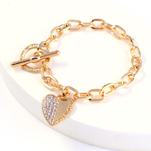 Brazalete De Diamante En Forma De Corazón Con Hebilla En T D