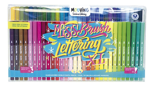 Marcadores Mooving D/punta Pincel Miss Brush Xl 60 Colores