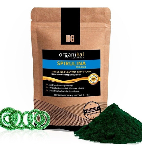 3 Spirulina En Polvo. Sobre X 50 Grs 