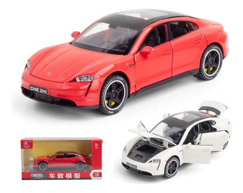 Porsche Taycan Miniatura Metal Coche Con Luces Y Sonido 1/32