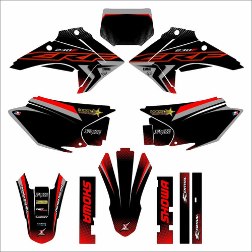 Kit Gráfico Adesivo Carenagem Crf 230 - 0,20mm Honda Preto 2