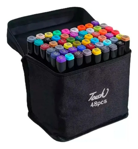 Kit Bobbie Goods Capa Dura + Caneta Touch 48 Cores Dupla