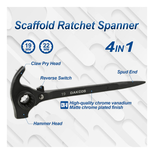 Dakcos Trinquete Para Andamio De 19 Mm X 22 Mm, Llave Podger