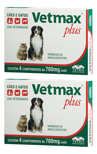 Vetmax Plus 700mg Vetnil 4 Comp Cães/gatos Kit 2