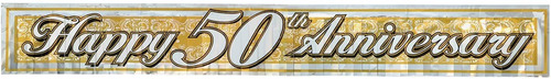 Bandera Metálica Del 50 Aniversario De La Franja (oro) Acces