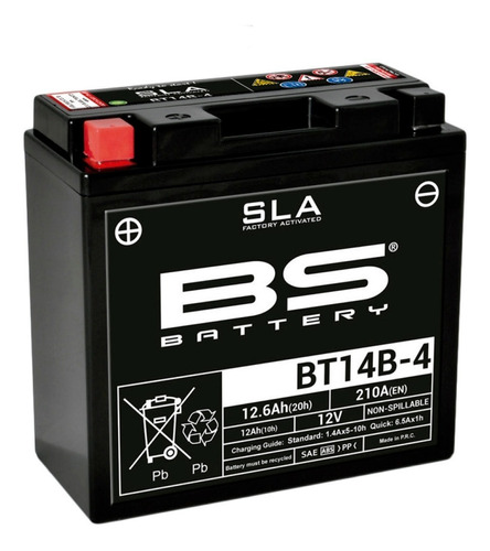 Bateria Moto Bs Battery Bt14b-4 Yt14b-bs Gel Agm Qpg Mxparts