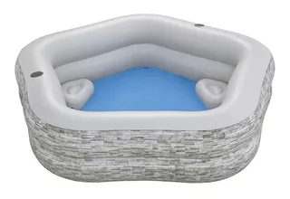 Alberca Inflable Familiar Con Asientos 213 Cm Gris Bestway