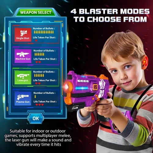 Pistolas Láser Ivoxex Led Digital, Juego De 4 Para Niños 8-1