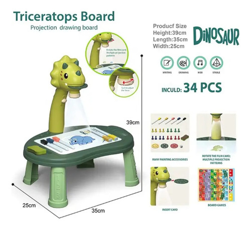 Mesa Pizarra De Dibujo Didactica De Dinosaurio Para Niños