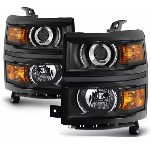 Par Faros Lupa Chevrolet Cheyenne Silverado 2014 2015 Negros