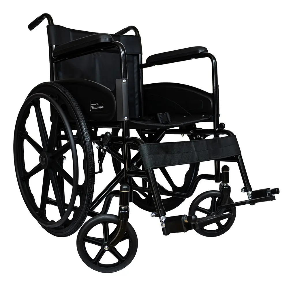 Silla De Ruedas De Lujo Plegable De Alta Resistencia Ligera Color Negro