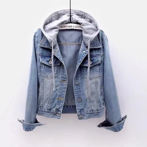 Chamarra de mezclilla con manga de sudadera hotsell