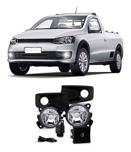 Kit Farol Milha Vw Saveiro G6 2013 A 2016 Neblina Aux Botão