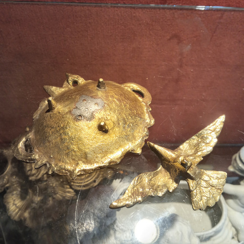 Estatuilla De Bronce Macizo Figura Pájaro Ave Animal Dorado (Usado)