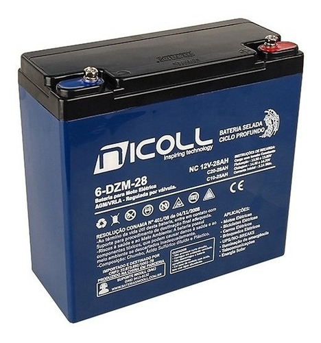Kit 4 Baterias Gel Nicoll 28ah 12v 6-dzm-20 Bike Elétrica