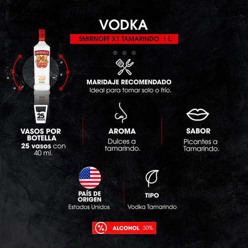 Imagen 5 de 5 de Vodka Smirnoff X1 Tamarindo 1000 Ml