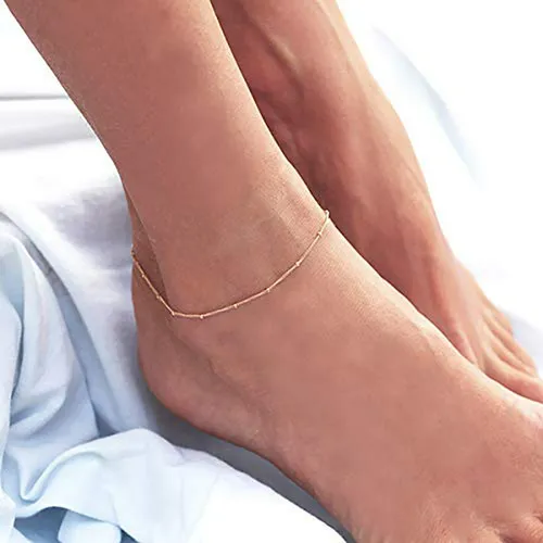 Pulsera De Tobillo Mevecco Para Mujer En Cadena De Oro 14k,