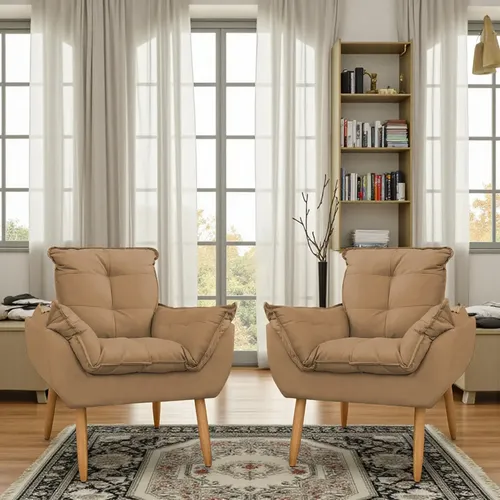 Kit 2 Poltronas Decorativa Opala Para Quarto Sala De Estar