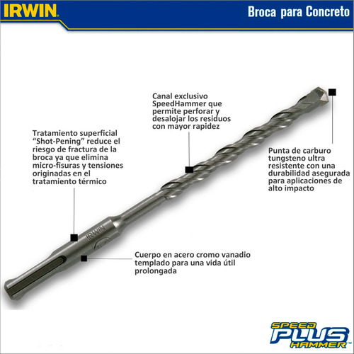 Imagen 2 de 6 de Broca Para Concreto Sds Plus 110mm X 6mm Irwin Iw13086