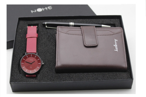 Reloj Mujer, Hombre Cartera  Pluma Set Elegante Regalo