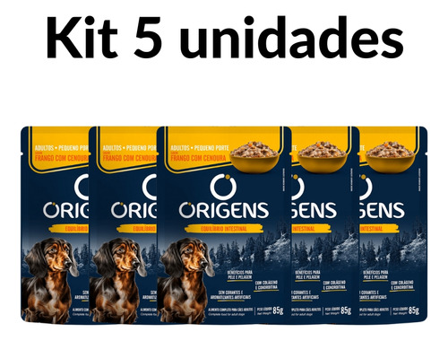 Kit 5un Sachê Origens Cães Porte Pequeno Frango 85g