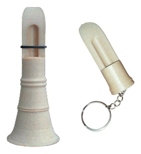 Silbato + Llavero Llamador De Ciervos Axis Hembra Y Cría Madera