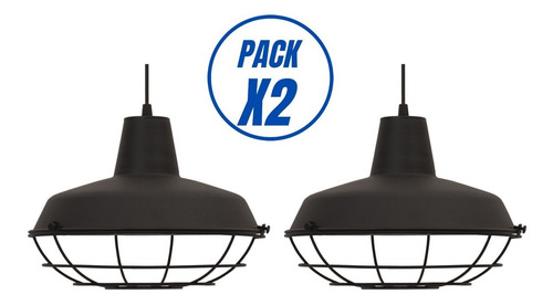 Imagen 2 de 10 de Pack X2 Lampara Colgante Galponera Estilo Industrial Reja