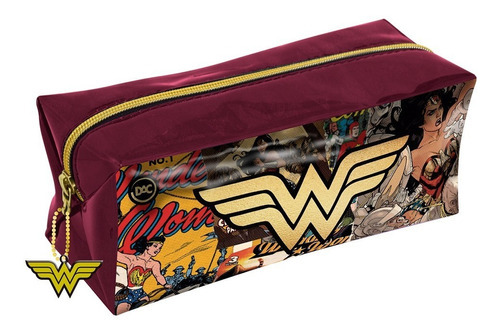 Estojo Escolar Wonder Woman Mulher Maravilha Logo Warner Dc Cor Vermelho