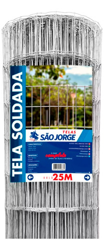 Tela Soldada Fio 1,90mm Galvanizada 25x1,20m São Jorge