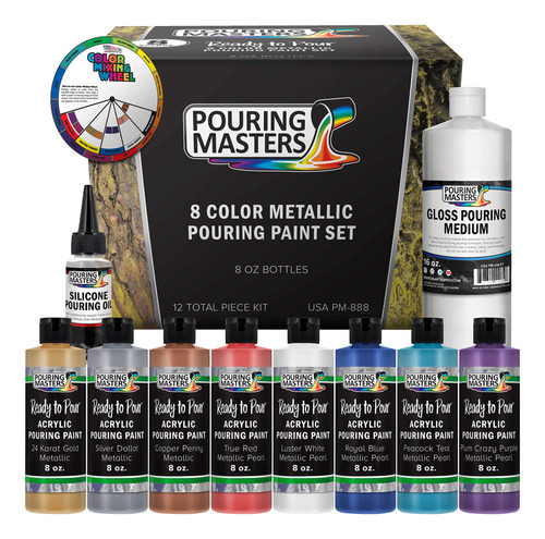Set Pintura Acrilica Pouring Masters 8 Color Listo Para Usar