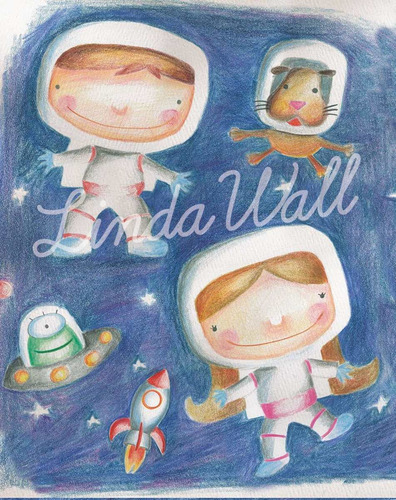 Linda Wall Mural Vinilo Pared Decoración Infantil Astronauta