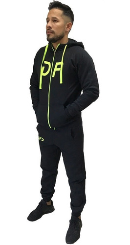 Imagen 2 de 4 de Campera Df Grande + Pantalon Df Conjunto Deportivo Negro