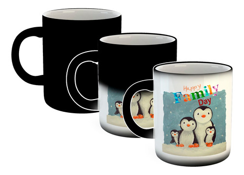 Taza Magica Happy Family Day Familia Pinguinos Diseño