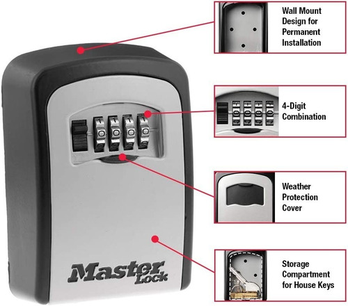 Imagen 2 de 6 de Candado Caja Pared Master Lock Combinacion 5401ec