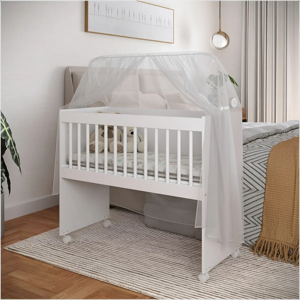 Mini Berço Moisés Multifuncional Mdf Colchão Branco Ofertamo Branco