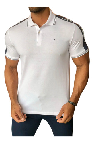 Camisa Polo Calvin Klein Recorte Logo Grande Ombro Original