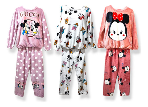 Pijama Polar Extra Suave Mickey Minnie Mouse Disney Cálida