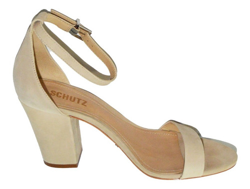 Sandalias De Tacón Piel Genuina Gamuza Beige Schutz Talla 8