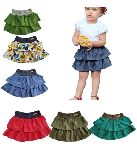 Kit 06 Saia Babado Infantil Atacado Direto Fabrica Parcelamento