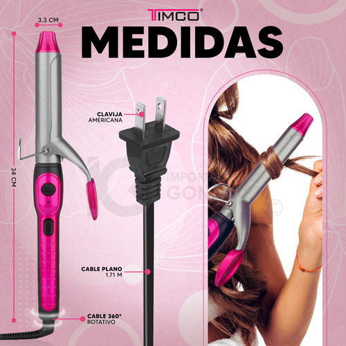 Tenaza Rizadora De Cabello Timco® Titanio Cer + Ion 33mm.
