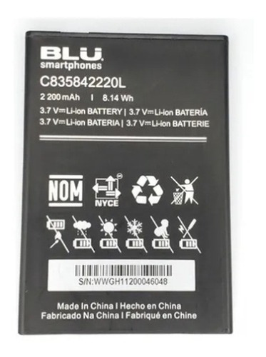Pila Bateria Blu C2 C210 C835842220l C5 Plus Envío Gratis