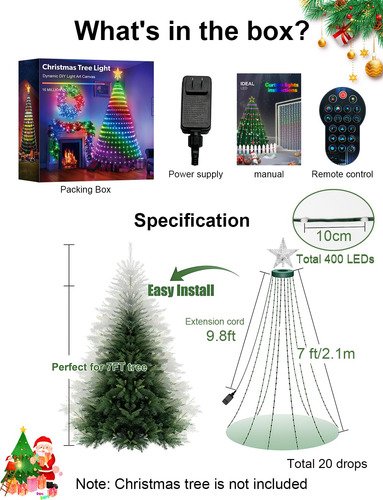 Luces Inteligentes Rgb Para Árbol De Navidad 400 Led