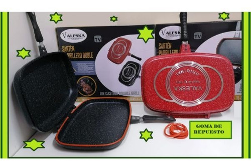 Sarten Doble Cara Antiadherente Negro Grill