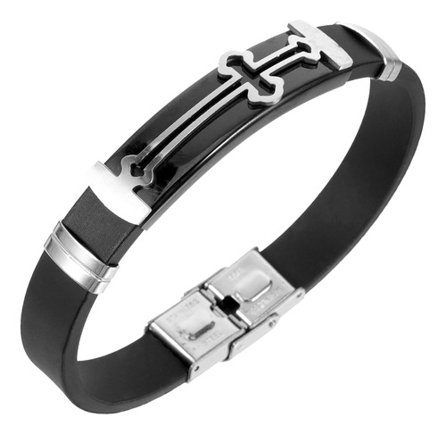 Pulsera De Joyería Para Hombre, Pulsera Cruzada De Acero Ino