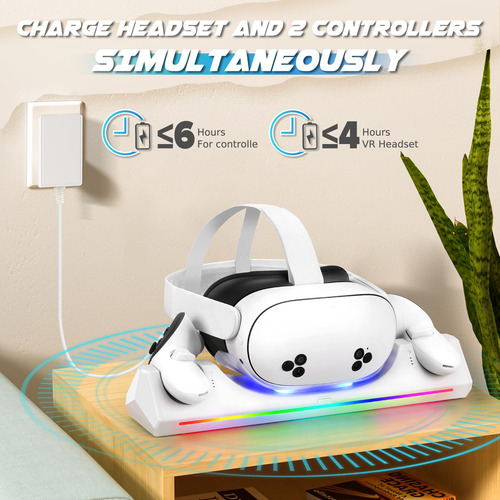 Dock De Carregamento Vr Para Oculus Quest 3s/quest 3 Com Bat