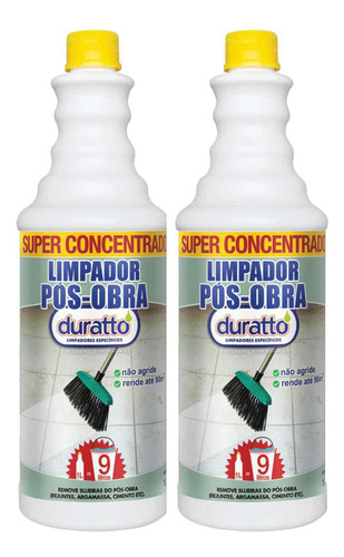 Kit Com 2 Limpador Pos Obra Duratto Cerâmicas 1lt Cada